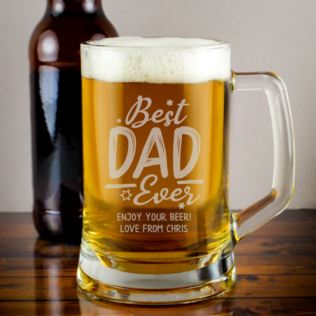 Personalised Best Dad Ever Glass Stern Tankard Product Image