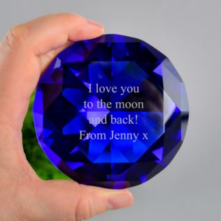 Engraved Blue Diamond Shaped Paperweight Product Image