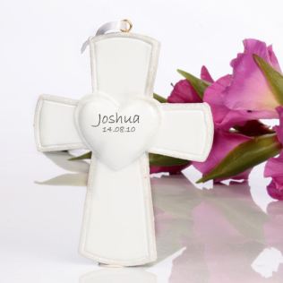 White Personalised Cross Hanging Ornament Product Image