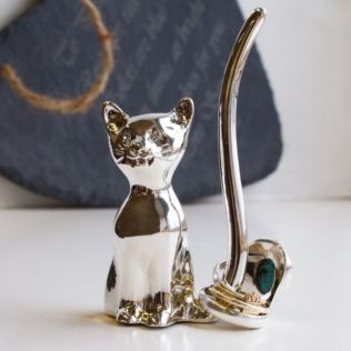 Silver Cat Ring Holder Product Image