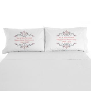 Personalised Coral Anniversary Pillowcases Product Image