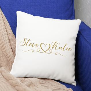 Personalised Couple Names Luxury Grey Cushion Product Image