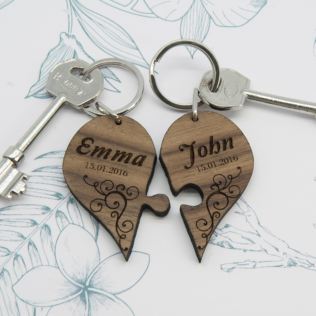 Couples' Romantic Joining Heart Personalised Keyring Product Image