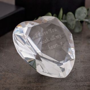Engraved Crystal Heart Paperweight Product Image