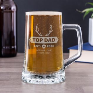 Personalised Top Dad Glass Stern Tankard Product Image