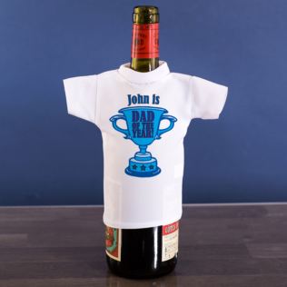 Dad of the Year Personalised Wine Bottle T-Shirt Product Image