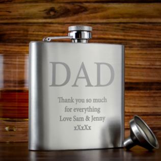 Personalised Brushed Stainless Steel Dad Hip Flask Product Image