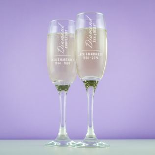 Personalised Diamond Anniversary Champagne Flutes Product Image