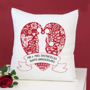 Exclusive Personalised Ruby Anniversary Doodle Heart Cushion by DoodleDeb Product Image
