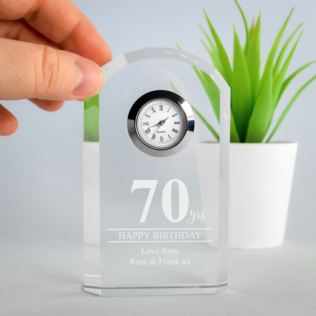 Engraved 70th Birthday Mantel Clock Product Image