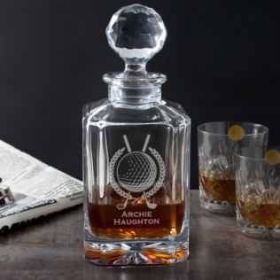 Engraved Golf Design Square Crystal Decanter Product Image