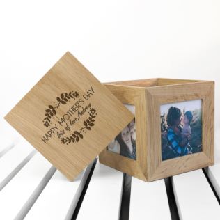 Engraved Happy Mother’s Day Oak Photo Cube Product Image