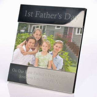Engraved First Father's Day Shiny Silver Photo Frame Product Image