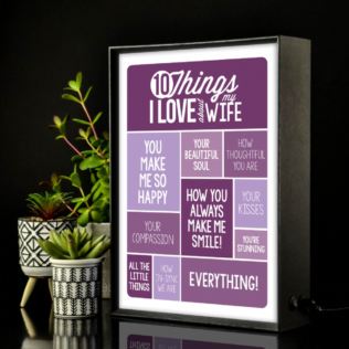 Personalised 10 Things I Love About My Wife Light Box Product Image