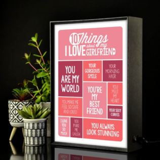 Personalised 10 Things I Love About My Girlfriend Light Box Product Image