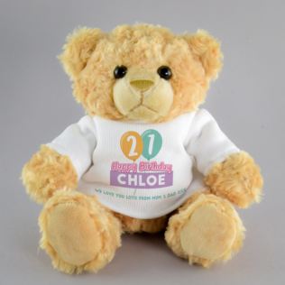 Personalised 21st Birthday Balloon Teddy Bear Product Image