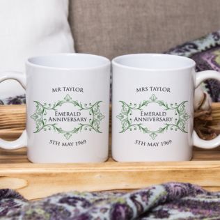 Pair of Personalised Emerald Anniversary Mugs Product Image