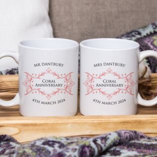 Pair of Personalised Coral Anniversary Mugs Product Image