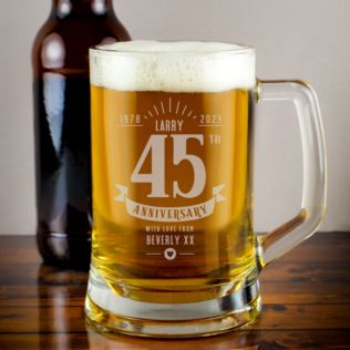 Personalised 45th Anniversary Glass Tankard Product Image