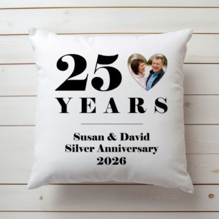 Personalised 25th Wedding Anniversary Photo Cushion Product Image