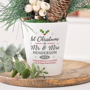 Personalised Mr & Mrs First Christmas Plant Pot Product Image