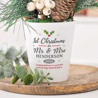 Personalised Mr & Mrs First Christmas Plant Pot Product Image