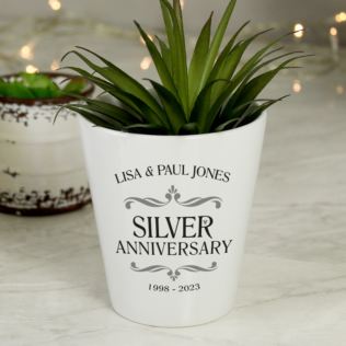 Personalised Silver Wedding Anniversary Plant Pot Product Image