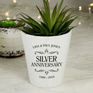 Personalised Silver Wedding Anniversary Plant Pot Product Image
