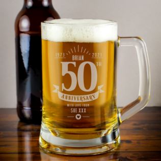 Personalised 50th Anniversary Glass Tankard Product Image