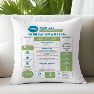 Personalised The Day You Were Born - 30th Birthday Cushion Product Image