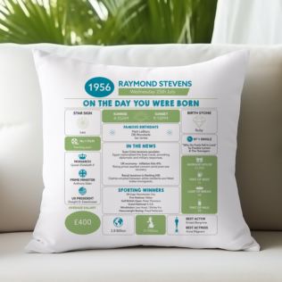 Personalised The Day You Were Born - 70th Birthday Cushion Product Image
