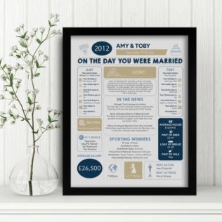 Personalised 14th Anniversary (Ivory) Wedding Chart Framed Print Product Image