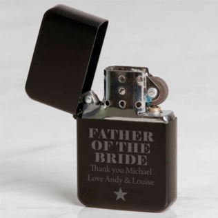 Personalised Father Of The Bride Black Petrol Lighter Product Image