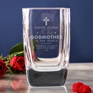 Personalised Godmother Square Glass Vase Product Image