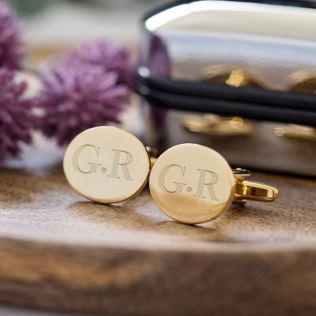 Engraved Gold Plated Cufflinks With Personalised Gift Box Product Image