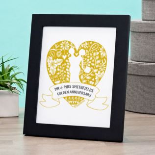Exclusive Personalised Golden Anniversary Doodle Heart Print by DoodleDeb Product Image