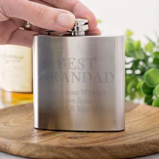 Personalised Grandad Stainless Steel Hip Flask Product Image