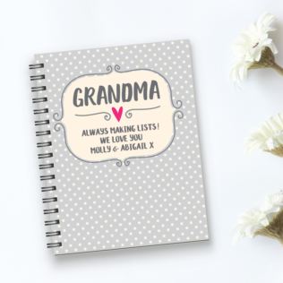 Personalised Grandma A5 Polka Dot Notebook Product Image