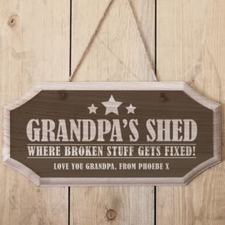 Personalised Grandpa's Shed Hanging Wooden Sign Product Image