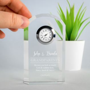 Engraved Grandparents Crystal Mantel Clock Product Image