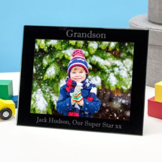 Personalised Grandson Black Glass Photo Frame Product Image