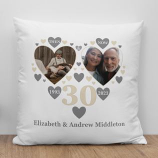 Personalised Then and Now Pearl Anniversary Photo Cushion Product Image