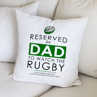 Personalised Reserved For Dad Rugby Cushion Product Image