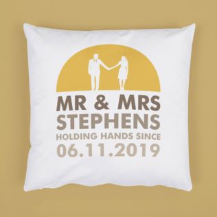 Personalised Mr and Mrs Holding Hands Cushion Product Image