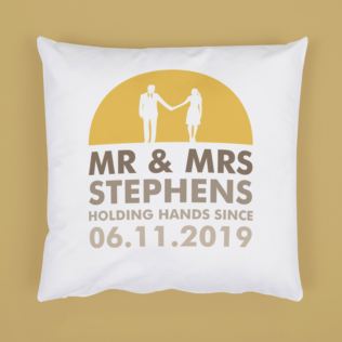 Personalised Mr and Mrs Holding Hands Cushion Product Image