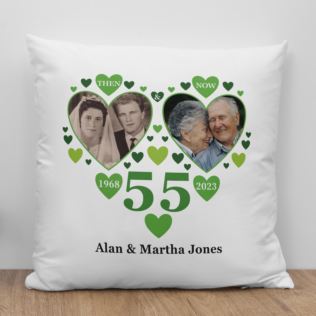 Personalised Then and Now Emerald Anniversary Photo Cushion Product Image