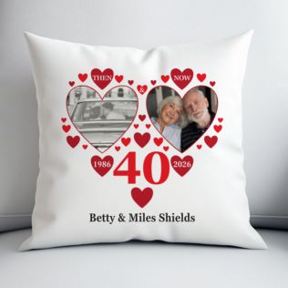 Personalised Then and Now Ruby Anniversary Photo Cushion Product Image