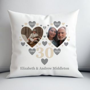 Personalised Then and Now Pearl Anniversary Photo Cushion Product Image