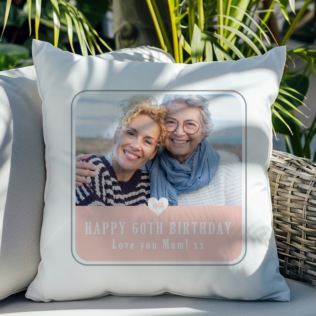 Personalised 60th Birthday Pink Photo Upload Cushion Product Image