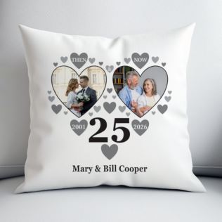 Personalised Then and Now Silver Anniversary Photo Cushion Product Image